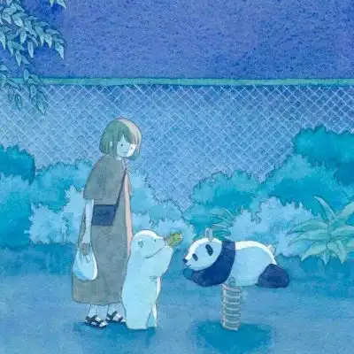 安奈治愈系插画女孩和北极熊卡通动漫头像我要个性网