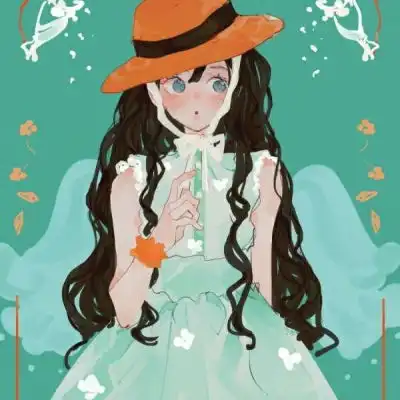 江孑一组唯美卡通少女人物插画