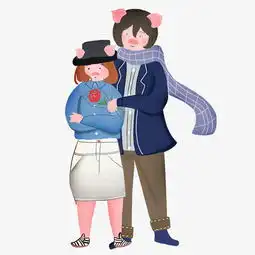 卡通手绘幸福情侣猪猪人创意海报图片素材其他格式下载动漫人物大全