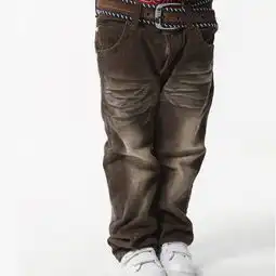 江南.霖童装春秋新款男童全棉休闲灯芯笼磨白直筒长裤咖啡色灰色jaqs2201含腰带