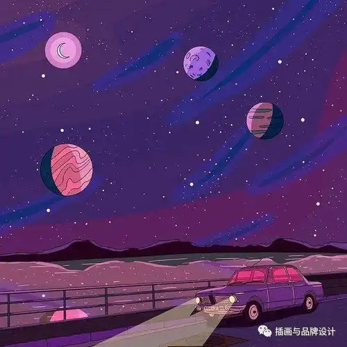 插画丨少女心爆棚的粉紫色系插画,像被施了魔法万物皆可甜