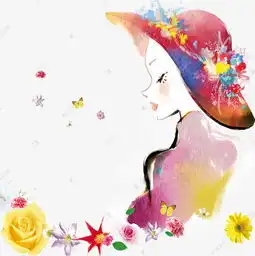 手绘水彩美女素材图片免费下载高清卡通手绘psd千库网图片编号7062055