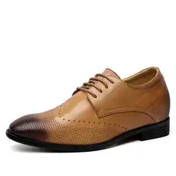 时尚压花精明擦色皮皮鞋男士棕色商务正装内增高皮鞋7cm