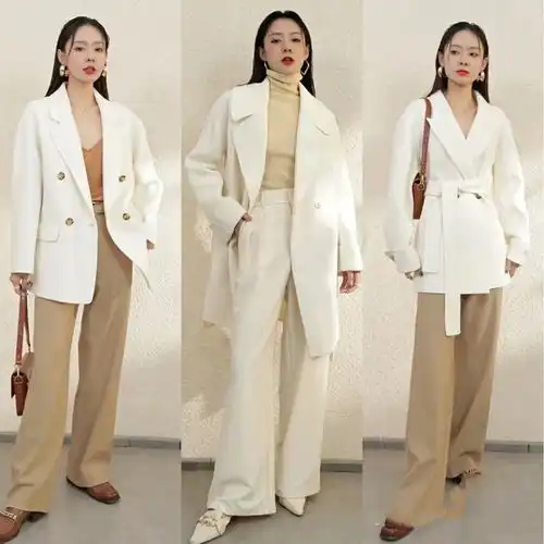 大衣别总穿黑色系,白色系更具仙女气质,俏皮温柔真是美极了