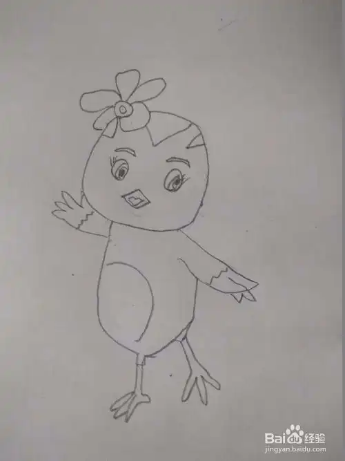 动画片萌鸡小队中的朵朵简笔画画法