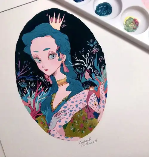日系复古风漫画小姐姐,好喜欢这组配色哦