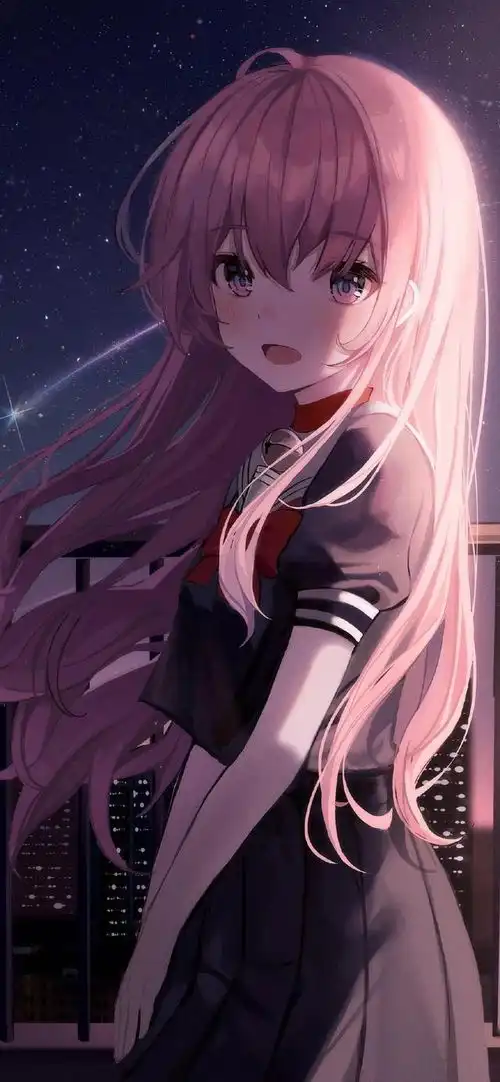 调皮微笑的美少女动漫手机壁纸,还不收藏起来