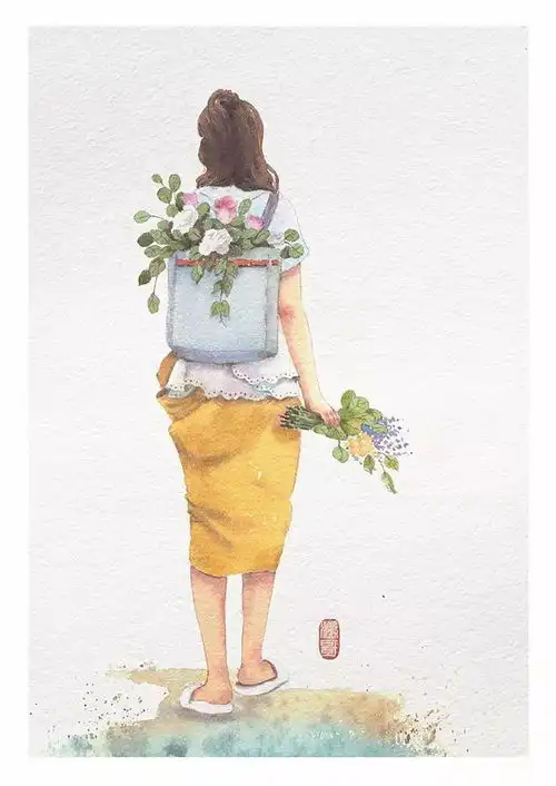 人物插画唯美系列水彩