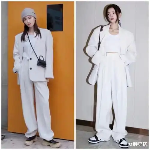 西装白t的高阶穿法来了化解穿搭正式感,减龄又高级