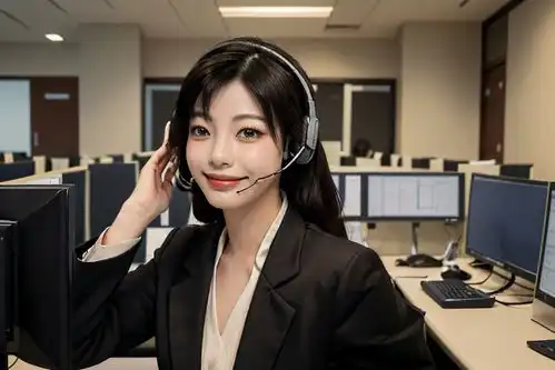 电脑女性客服人物肖像摄影图摄影图下载至来源处