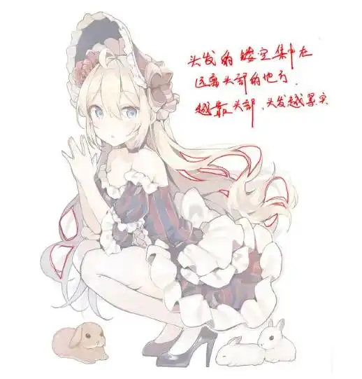 妹子好不好看发型非常关键啊很好用的日系二次元女生头发画法