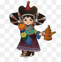 蒙古元素头像女卡通