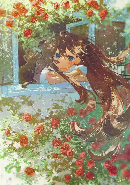 potg插画师当我开始明白画画的意义,我成为了自己整体上是水彩二分法,略微粗糙的笔刷和画面质感恰好给人一种岁月静好的感觉,用大量噪点运用像胶片一样有一种朦胧地故事感,而二分法强烈地光影和动态设计特别是头发以及自然景象又使得画面有一种生命