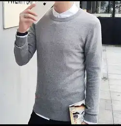 维杰斯2017春装新款男士毛衣潮韩版时尚修身纯色简约圆领套头针织衫潮男百搭针织衫