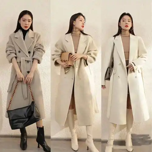 大衣别总穿黑色系,白色系更具仙女气质,俏皮温柔真是美极了