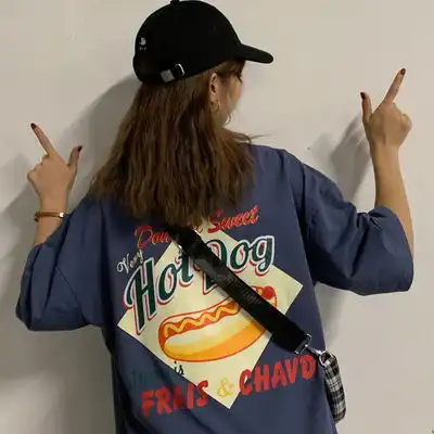 网红ins短袖t恤女2020韩版宽松bf原宿慵懒风嘻哈蹦迪mschf上衣服