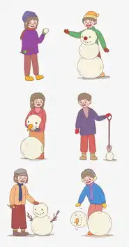 冬季冬日卡通手绘堆雪人系列图片素材psb格式下载动漫人物大全