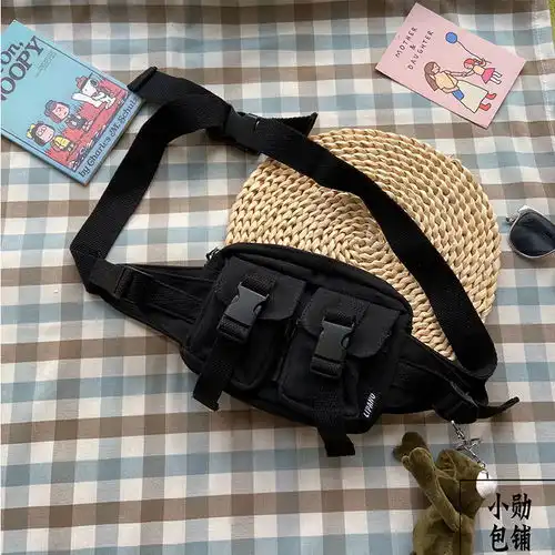 韩版ins百搭暗黑风原宿帆布胸包港风休闲斜挎包日系腰包女学生男