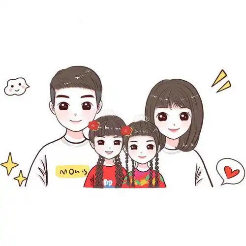 圣诞节头像,温馨全家福漫画,用头像温暖整个冬天