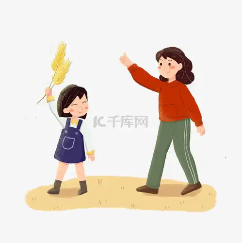 母亲表扬女儿收麦子素材图片免费下载千库网