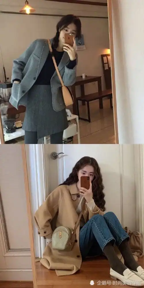 温柔气质风格韩国女生的简约款式柔和色系组成的经典韩系穿搭