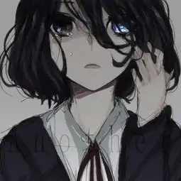 女生哭泣头像动漫黑色