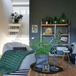 灰色系与墨绿如此协调,让北欧具别样复古味道