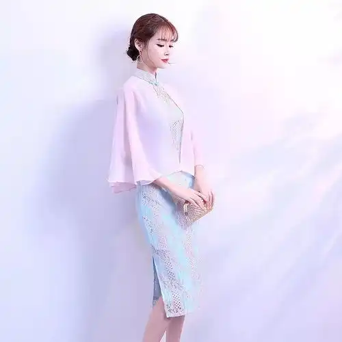 时髦又有范,女人味十足的旗袍两件套