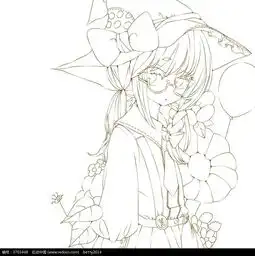 戴帽子的女孩卡通手绘线稿图片免费下载编号3703468红动网