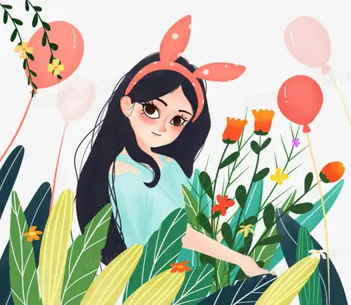 卡通手绘小清新女孩形象插画png图片素材免费下载手绘png23002000像素熊猫办公