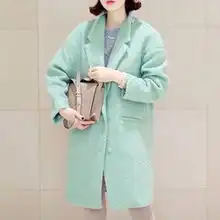 韩国代购2013秋冬装新款韩版气质宽松羊毛呢大衣毛呢外套中长款