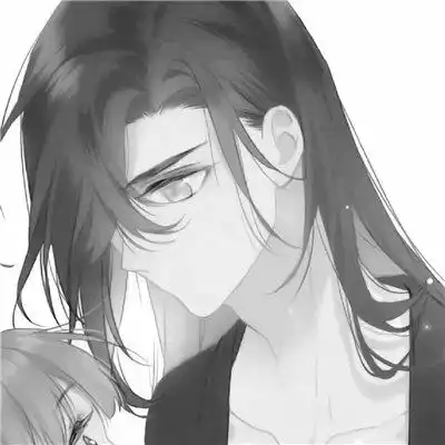 古风动漫情头黑白漫画一对