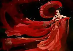 古风动漫穿着红色衣服拿着红伞的图片