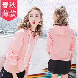 碧比诗新款长袖连帽卫衣女宽松长袖时尚外套可爱飘带帽衫卫衣女潮