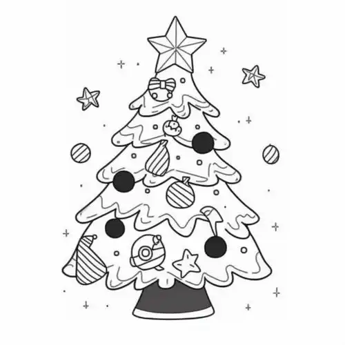 简约卡通线条风格圣诞树素材图片广告素材下载至来源处