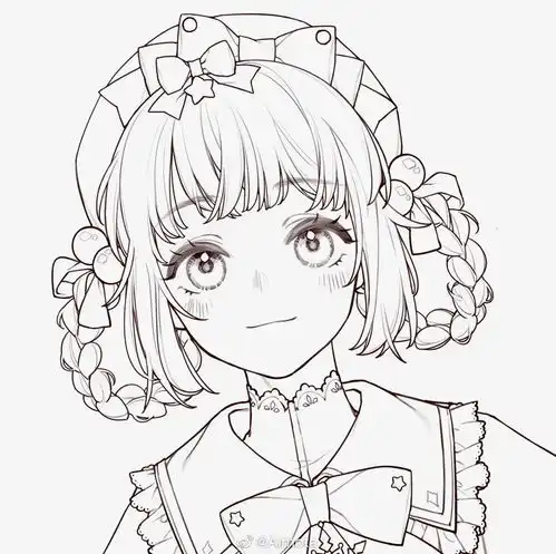 黑白线稿动漫人物线稿素材