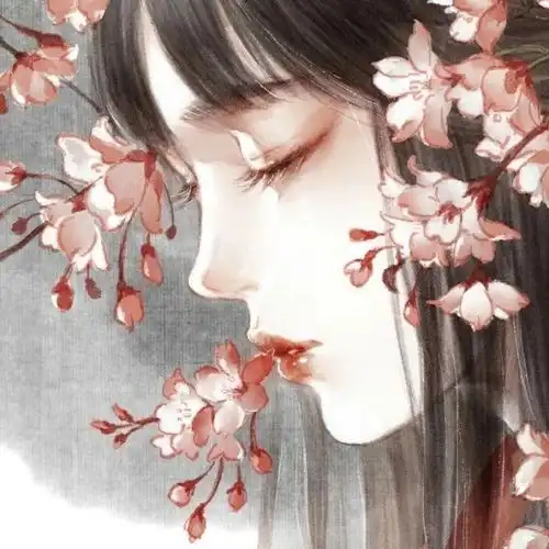 白色系闺蜜头像古风插画