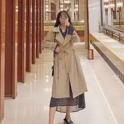 好质量实拍小视频2019秋季新款韩系宽松拉链绑带中长款风衣女薄外套显瘦