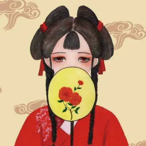 惊艳红色古风动漫女子头像