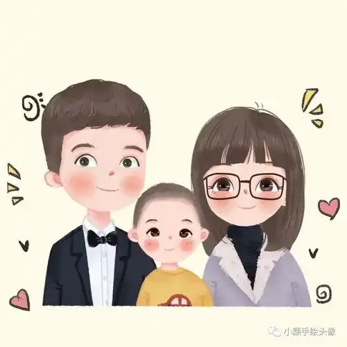 全家福年味头像,一家三口四口动漫头像,简单又好看