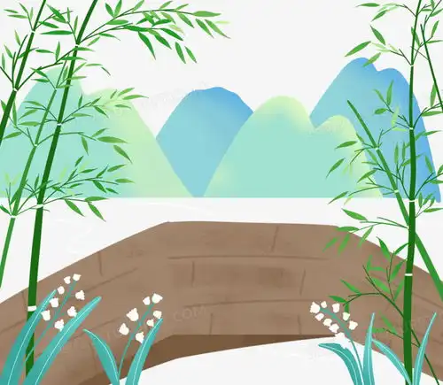 手绘卡通春初绿色风景群山小桥免抠元素png图片素材免费下载卡通png23002000像素熊猫办公
