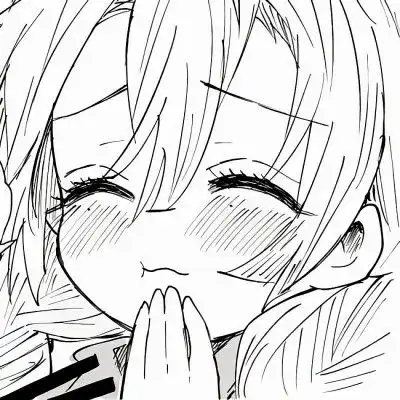 黑白线型动漫女头卡哇伊