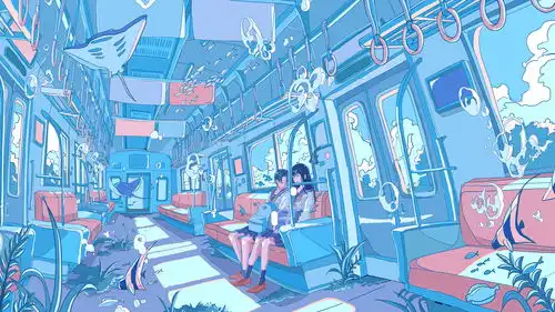 水中的世界蓝色系治愈清新插画