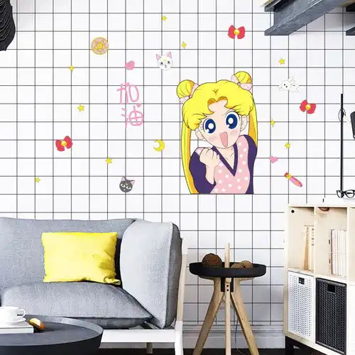 墙纸自粘卧室美少女战士墙贴ins墙面装饰网红少女心房间布置贴纸