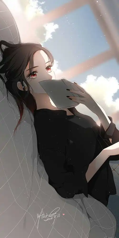 动漫美少女静静的看着sh书和你动漫插画小姐姐