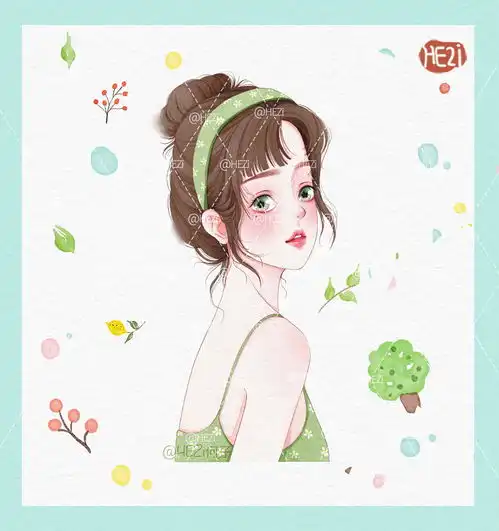 绿色小时光生活水彩小物绘画