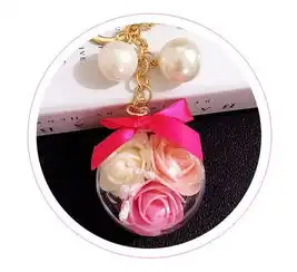 韩国创意永生花车挂钥匙扣链车载内饰生日礼物玫瑰送女友包包挂件