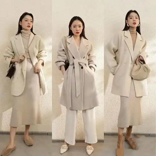 大衣别总穿黑色系,白色系更具仙女气质,俏皮温柔真是美极了