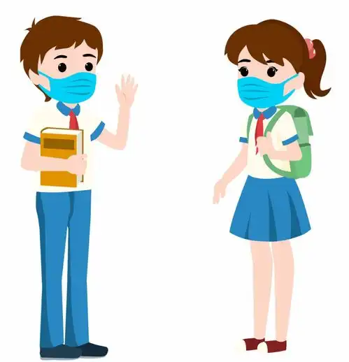 戴医用口罩的卡通头像医