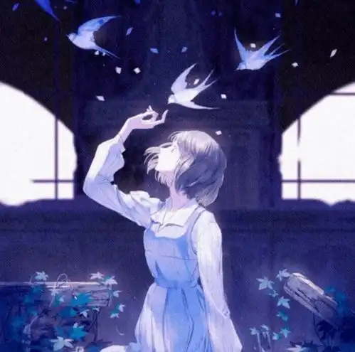 动漫女头蓝色系手绘女生头像壁纸